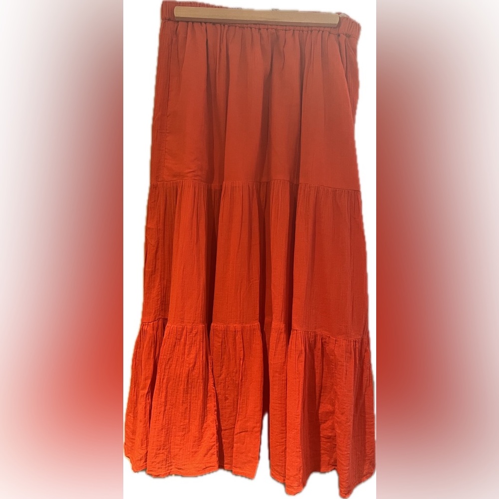 UNIQLO Tiered Maxi Skirt M Orange